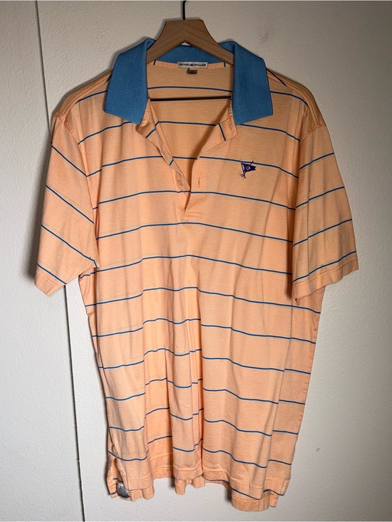 Peter Millar Other - PETER MILLAR Cotton Lightweight Golf Preppy Peach Striped Polo XL